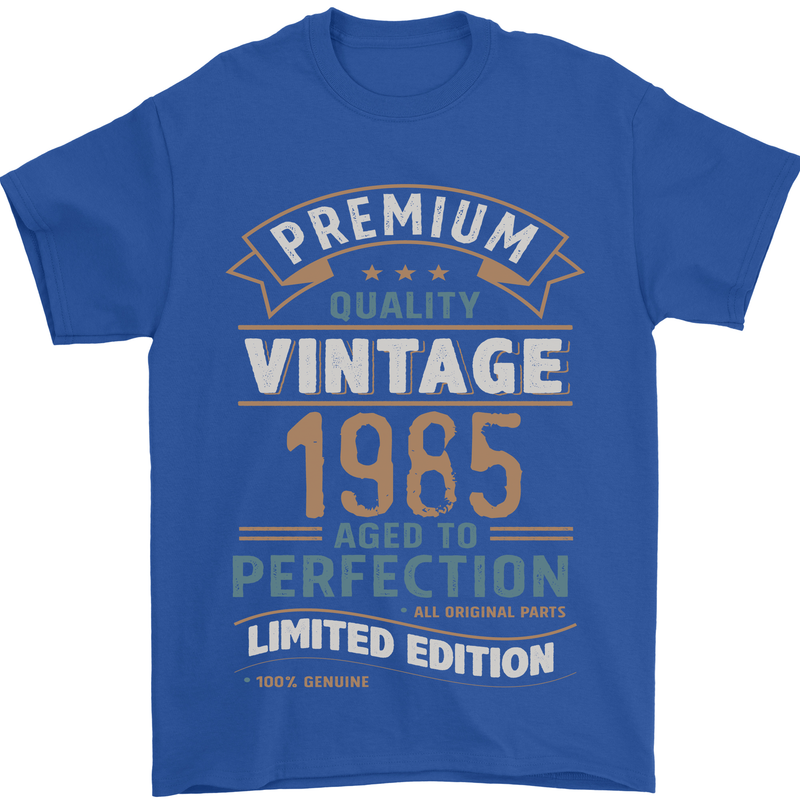 Premium Vintage 38th Birthday 1985 Mens T-Shirt 100% Cotton Royal Blue