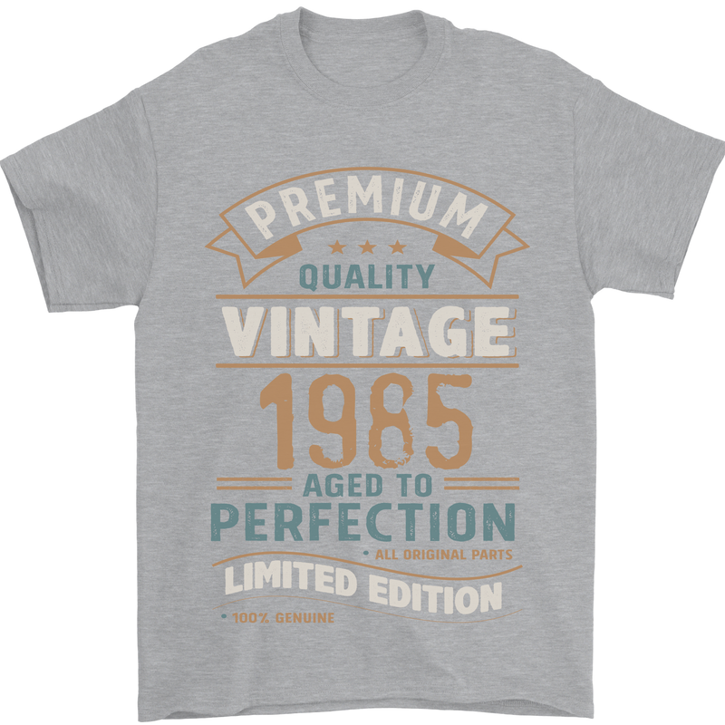 Premium Vintage 38th Birthday 1985 Mens T-Shirt 100% Cotton Sports Grey