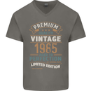 Premium Vintage 38th Birthday 1985 Mens V-Neck Cotton T-Shirt Charcoal