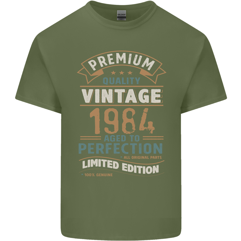 Premium Vintage 39th Birthday 1984 Mens Cotton T-Shirt Tee Top Military Green