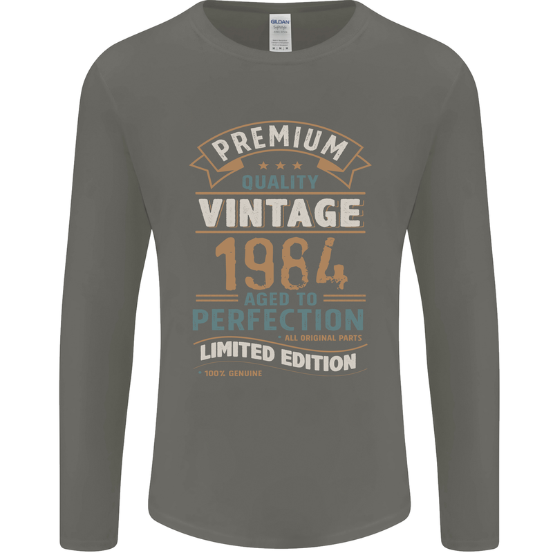 Premium Vintage 39th Birthday 1984 Mens Long Sleeve T-Shirt Charcoal