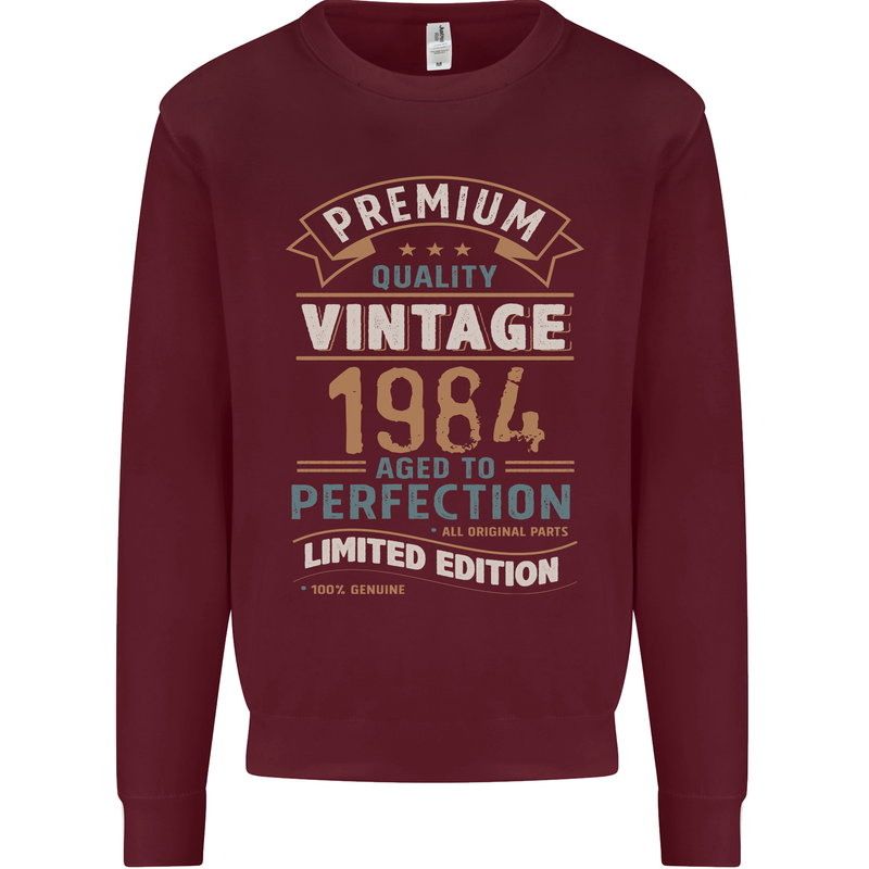 Premium Vintage 39th Birthday 1984 Mens Sweatshirt Jumper Maroon