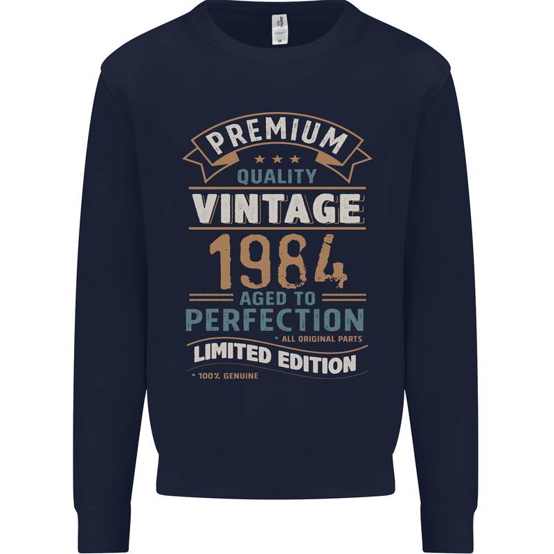 Premium Vintage 39th Birthday 1984 Mens Sweatshirt Jumper Navy Blue