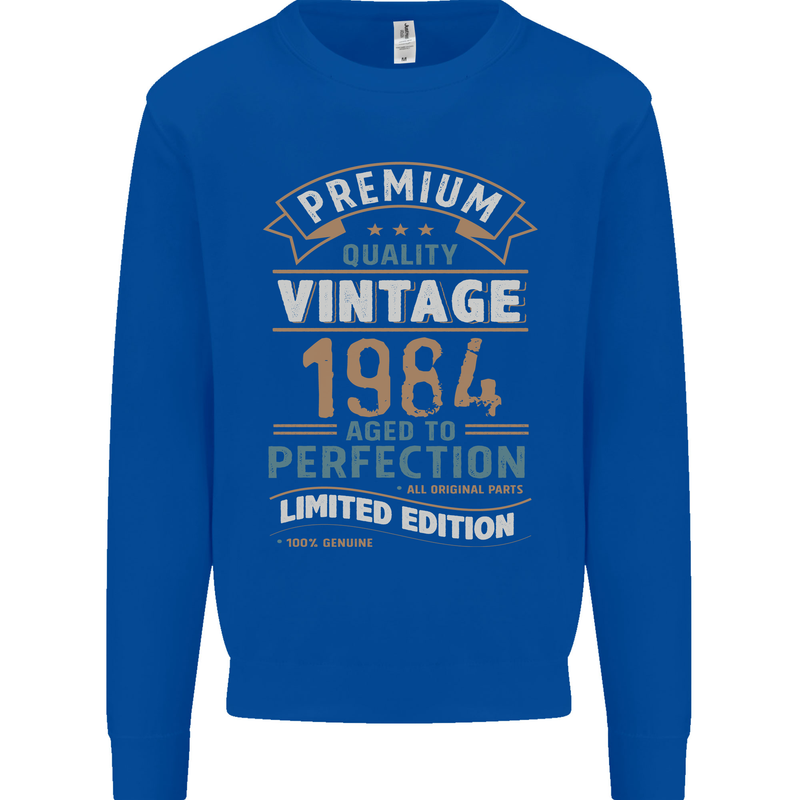 Premium Vintage 39th Birthday 1984 Mens Sweatshirt Jumper Royal Blue