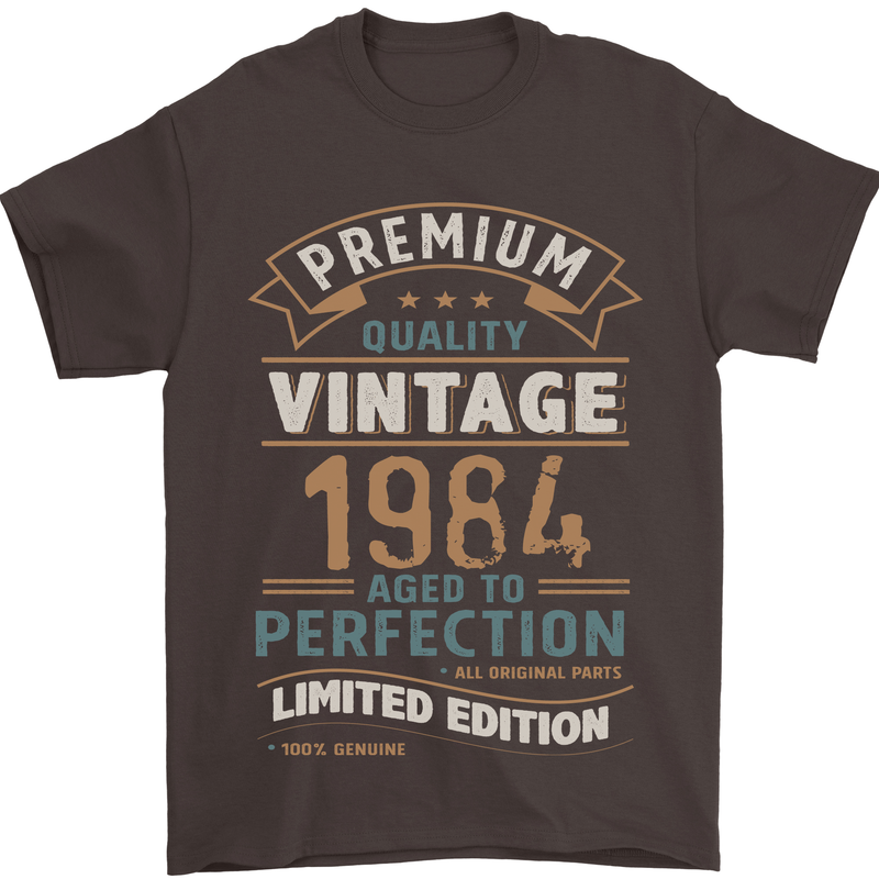 Premium Vintage 39th Birthday 1984 Mens T-Shirt 100% Cotton Dark Chocolate