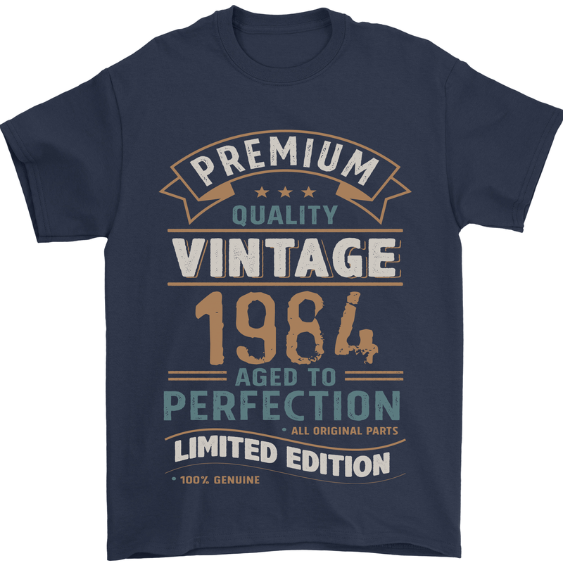 Premium Vintage 39th Birthday 1984 Mens T-Shirt 100% Cotton Navy Blue