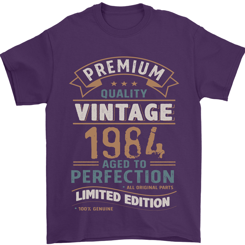 Premium Vintage 39th Birthday 1984 Mens T-Shirt 100% Cotton Purple