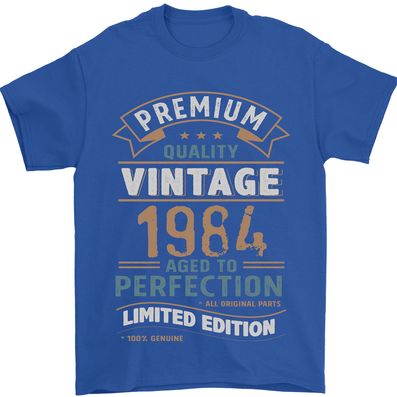 Premium Vintage 39th Birthday 1984 Mens T-Shirt 100% Cotton Royal Blue