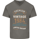 Premium Vintage 39th Birthday 1984 Mens V-Neck Cotton T-Shirt Charcoal