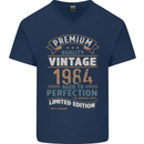 Premium Vintage 39th Birthday 1984 Mens V-Neck Cotton T-Shirt Navy Blue