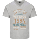 Premium Vintage 39th Birthday 1984 Mens V-Neck Cotton T-Shirt Sports Grey