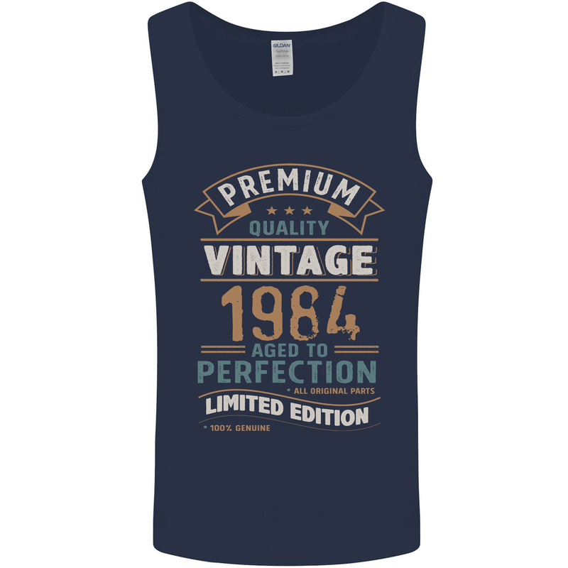 Premium Vintage 39th Birthday 1984 Mens Vest Tank Top Navy Blue