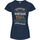 Premium Vintage 39th Birthday 1984 Womens Petite Cut T-Shirt Navy Blue