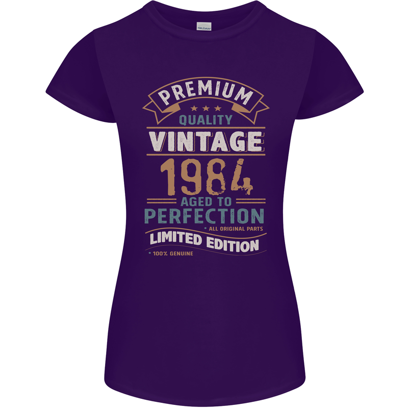Premium Vintage 39th Birthday 1984 Womens Petite Cut T-Shirt Purple