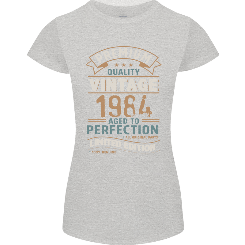 Premium Vintage 39th Birthday 1984 Womens Petite Cut T-Shirt Sports Grey