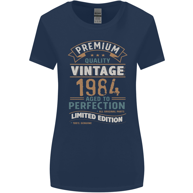 Premium Vintage 39th Birthday 1984 Womens Wider Cut T-Shirt Navy Blue