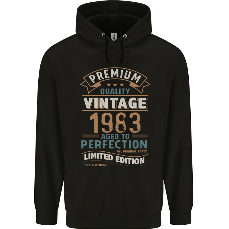 Premium Vintage 40th Birthday 1983 Mens 80% Cotton Hoodie Black