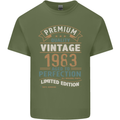 Premium Vintage 40th Birthday 1983 Mens Cotton T-Shirt Tee Top Military Green