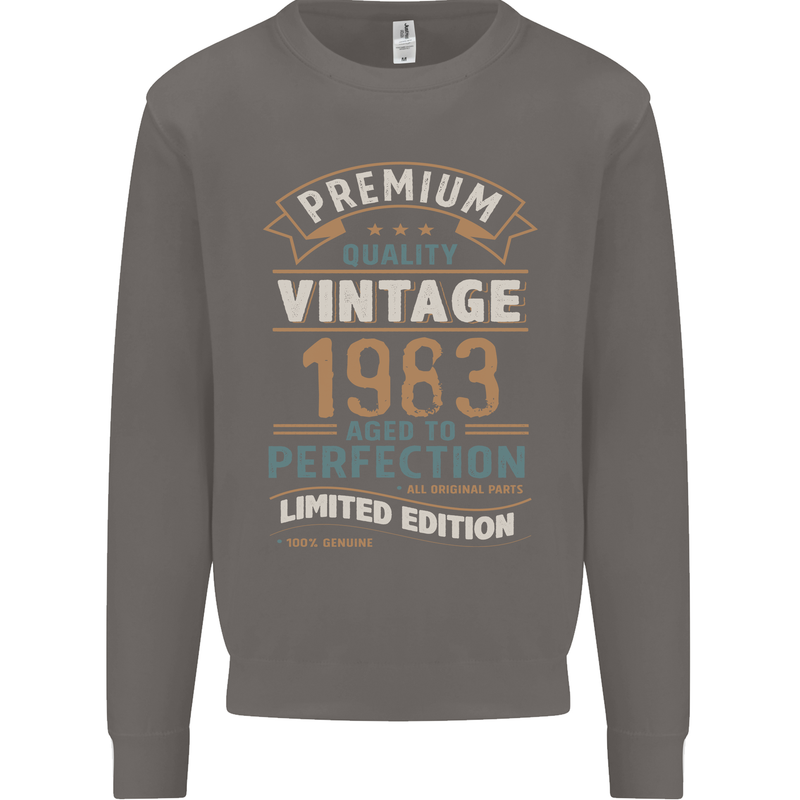 Premium Vintage 40th Birthday 1983 Mens Sweatshirt Jumper Charcoal