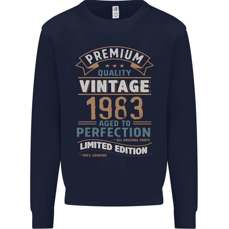 Premium Vintage 40th Birthday 1983 Mens Sweatshirt Jumper Navy Blue