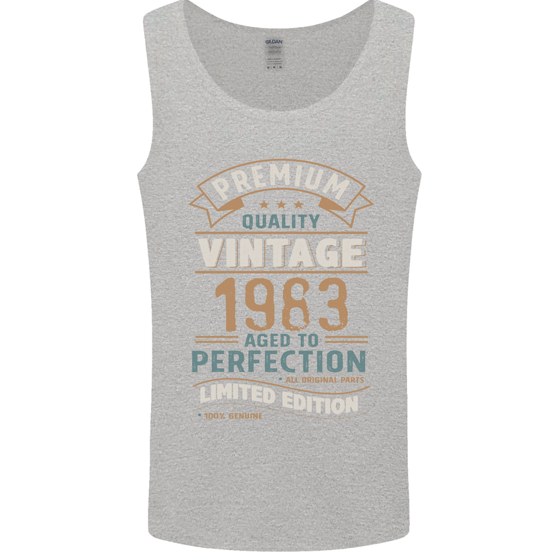 Premium Vintage 40th Birthday 1983 Mens Vest Tank Top Sports Grey