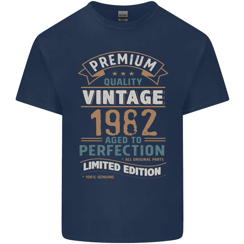 Premium Vintage 41st Birthday 1982 Mens Cotton T-Shirt Tee Top Navy Blue