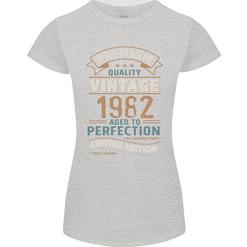 Premium Vintage 41st Birthday 1982 Womens Petite Cut T-Shirt Sports Grey