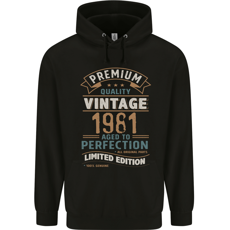 Premium Vintage 42nd Birthday 1981 Mens 80% Cotton Hoodie Black