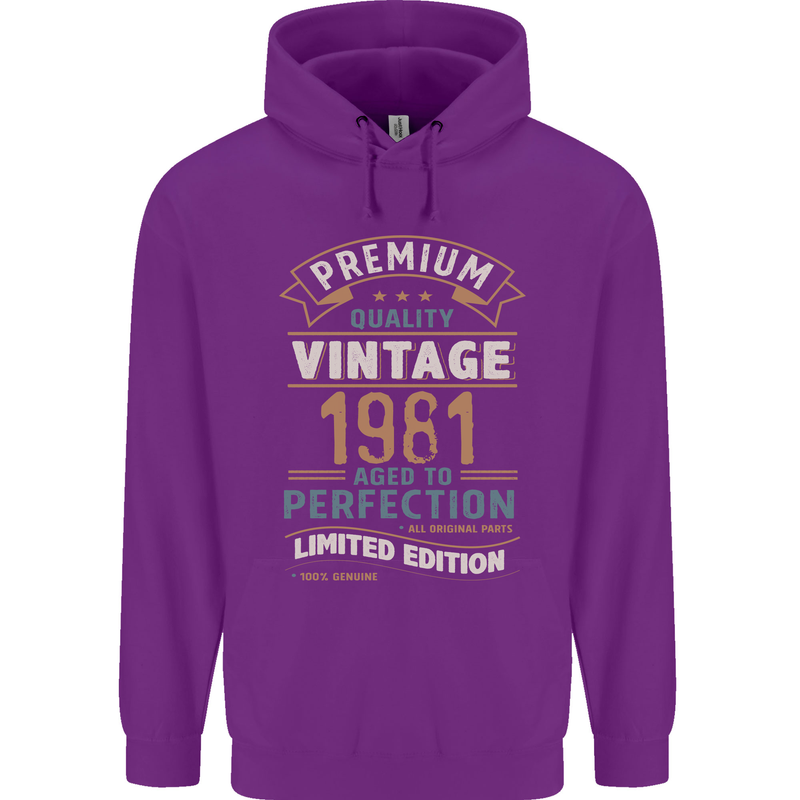 Premium Vintage 42nd Birthday 1981 Mens 80% Cotton Hoodie Purple
