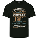 Premium Vintage 42nd Birthday 1981 Mens Cotton T-Shirt Tee Top Black