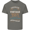 Premium Vintage 42nd Birthday 1981 Mens Cotton T-Shirt Tee Top Charcoal