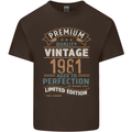 Premium Vintage 42nd Birthday 1981 Mens Cotton T-Shirt Tee Top Dark Chocolate