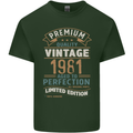 Premium Vintage 42nd Birthday 1981 Mens Cotton T-Shirt Tee Top Forest Green