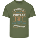Premium Vintage 42nd Birthday 1981 Mens Cotton T-Shirt Tee Top Military Green