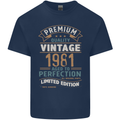 Premium Vintage 42nd Birthday 1981 Mens Cotton T-Shirt Tee Top Navy Blue