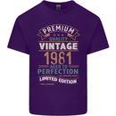 Premium Vintage 42nd Birthday 1981 Mens Cotton T-Shirt Tee Top Purple