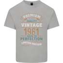 Premium Vintage 42nd Birthday 1981 Mens Cotton T-Shirt Tee Top Sports Grey