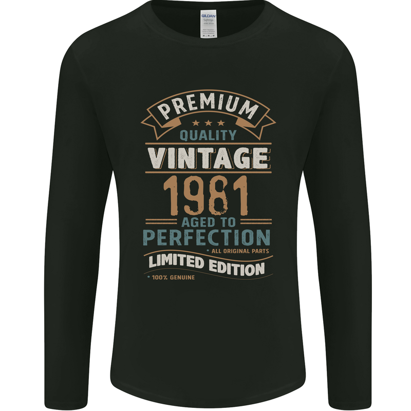 Premium Vintage 42nd Birthday 1981 Mens Long Sleeve T-Shirt Black