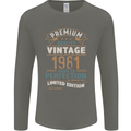 Premium Vintage 42nd Birthday 1981 Mens Long Sleeve T-Shirt Charcoal