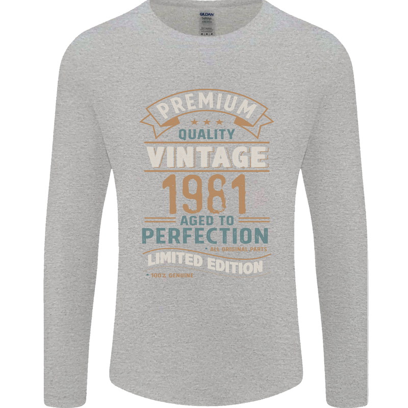 Premium Vintage 42nd Birthday 1981 Mens Long Sleeve T-Shirt Sports Grey