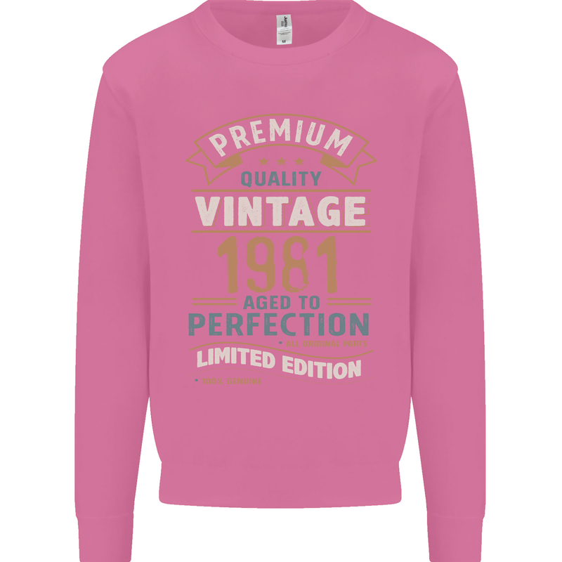 Premium Vintage 42nd Birthday 1981 Mens Sweatshirt Jumper Azalea