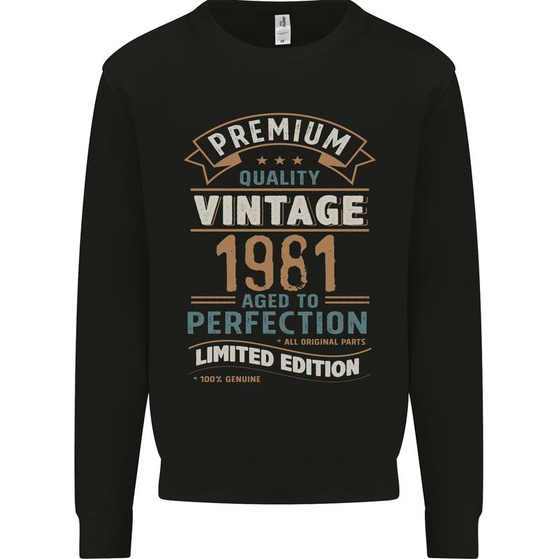 Premium Vintage 42nd Birthday 1981 Mens Sweatshirt Jumper Black