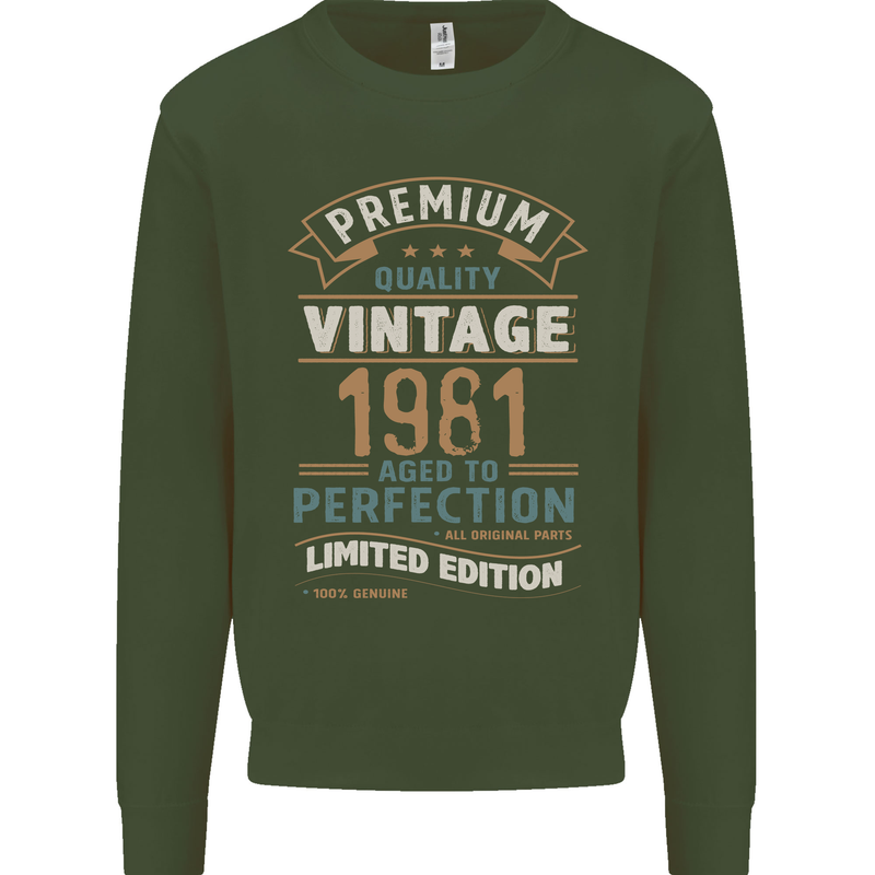 Premium Vintage 42nd Birthday 1981 Mens Sweatshirt Jumper Forest Green