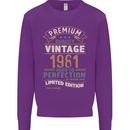 Premium Vintage 42nd Birthday 1981 Mens Sweatshirt Jumper Purple