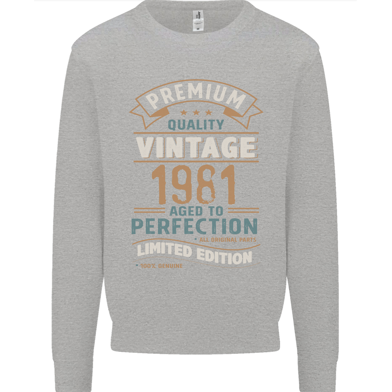 Premium Vintage 42nd Birthday 1981 Mens Sweatshirt Jumper Sports Grey