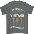 Premium Vintage 42nd Birthday 1981 Mens T-Shirt 100% Cotton Charcoal