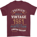 Premium Vintage 42nd Birthday 1981 Mens T-Shirt 100% Cotton Maroon