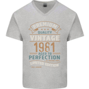 Premium Vintage 42nd Birthday 1981 Mens V-Neck Cotton T-Shirt Sports Grey