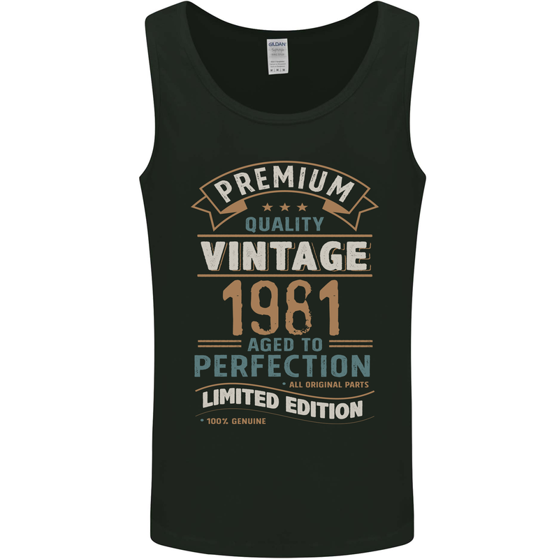 Premium Vintage 42nd Birthday 1981 Mens Vest Tank Top Black