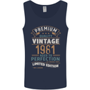 Premium Vintage 42nd Birthday 1981 Mens Vest Tank Top Navy Blue